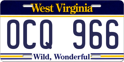 WV license plate OCQ966