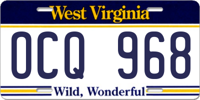 WV license plate OCQ968