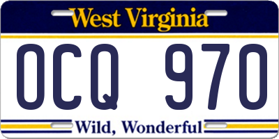 WV license plate OCQ970