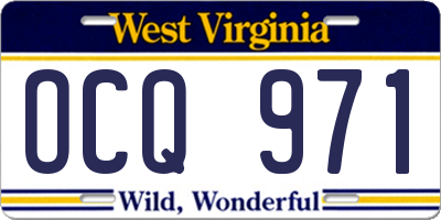 WV license plate OCQ971