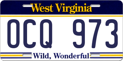 WV license plate OCQ973