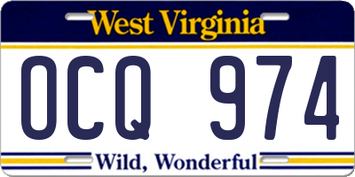 WV license plate OCQ974