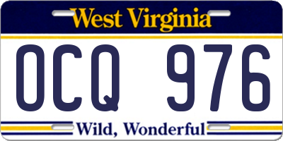WV license plate OCQ976