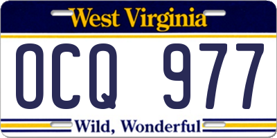 WV license plate OCQ977