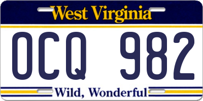 WV license plate OCQ982