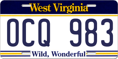 WV license plate OCQ983