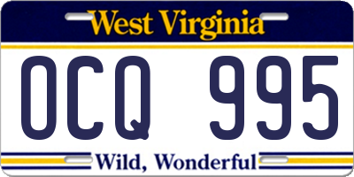 WV license plate OCQ995