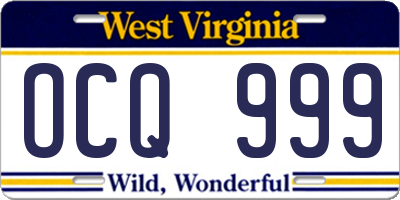 WV license plate OCQ999