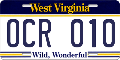 WV license plate OCR010
