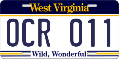 WV license plate OCR011