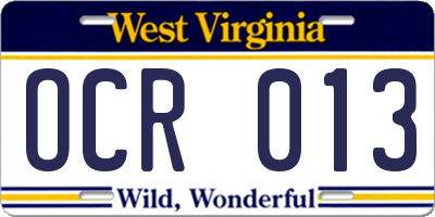 WV license plate OCR013