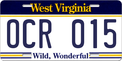 WV license plate OCR015