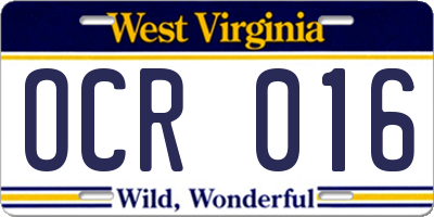 WV license plate OCR016