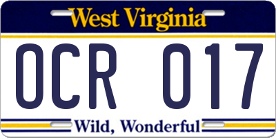 WV license plate OCR017