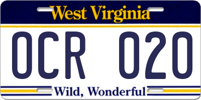 WV license plate OCR020