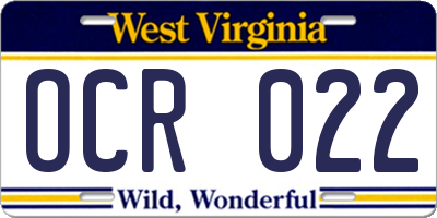 WV license plate OCR022