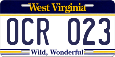 WV license plate OCR023