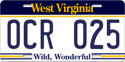 WV license plate OCR025