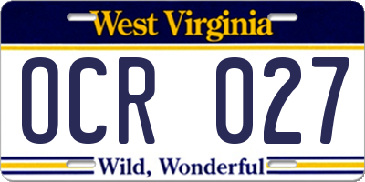 WV license plate OCR027