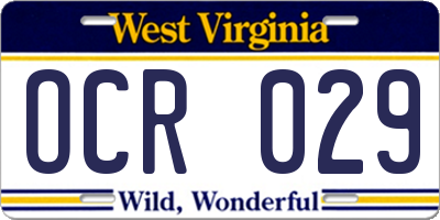 WV license plate OCR029