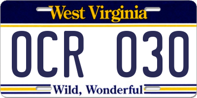 WV license plate OCR030