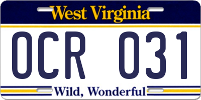 WV license plate OCR031