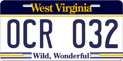 WV license plate OCR032