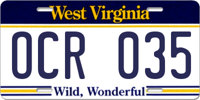WV license plate OCR035
