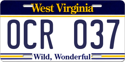 WV license plate OCR037