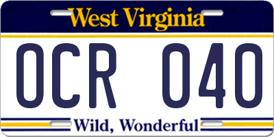 WV license plate OCR040