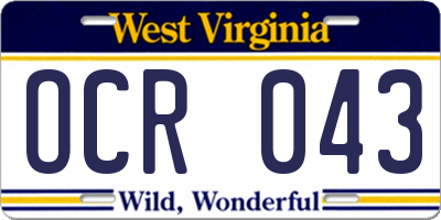WV license plate OCR043