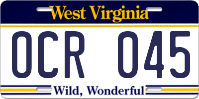 WV license plate OCR045