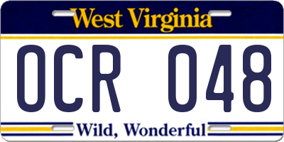 WV license plate OCR048