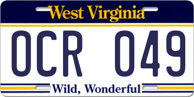 WV license plate OCR049