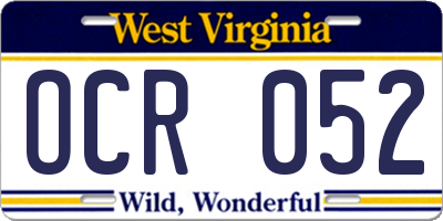 WV license plate OCR052