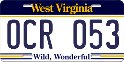 WV license plate OCR053