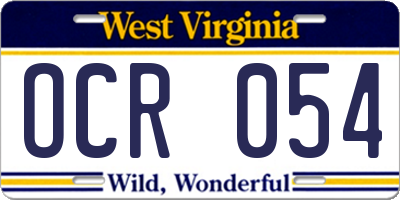 WV license plate OCR054