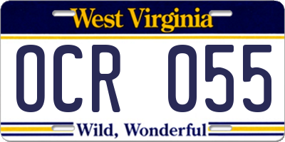 WV license plate OCR055