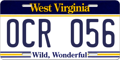 WV license plate OCR056