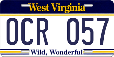WV license plate OCR057