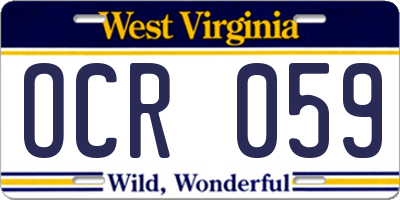 WV license plate OCR059