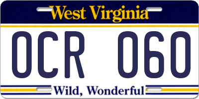 WV license plate OCR060