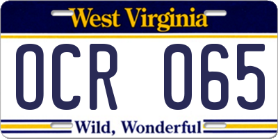WV license plate OCR065