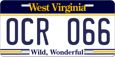 WV license plate OCR066
