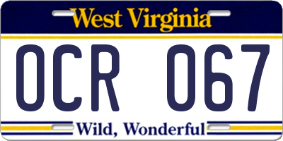 WV license plate OCR067