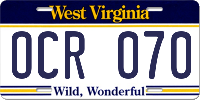 WV license plate OCR070