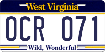 WV license plate OCR071