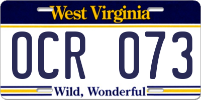 WV license plate OCR073