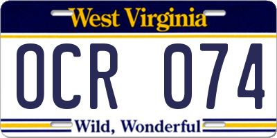 WV license plate OCR074
