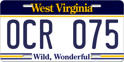 WV license plate OCR075